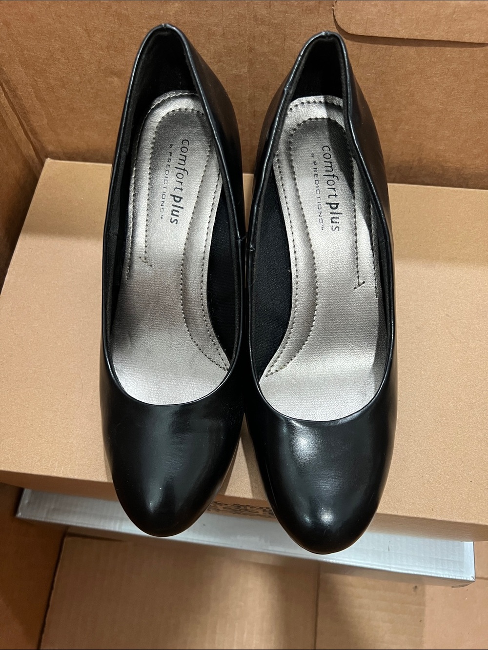 comfort plus by Predictions Black Rounded-Toe Women's Pumps